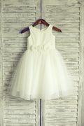 Ivory Satin Tulle Flower Girl Dress Baby Girl Dress