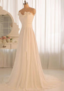 Ivory Strapless Knot Draped A-line Chiffon Bridal Gown Wedding Dress