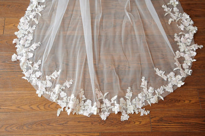 Ivory Champagne Lace Long Cathedral Wedding Bridal Veil