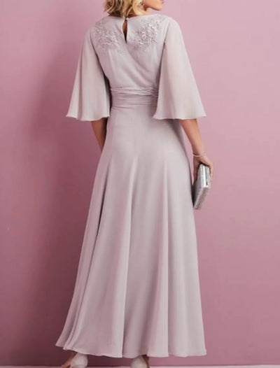 A-line Ankle Length Chiffon Butterfly Sleeve Mother of Bride