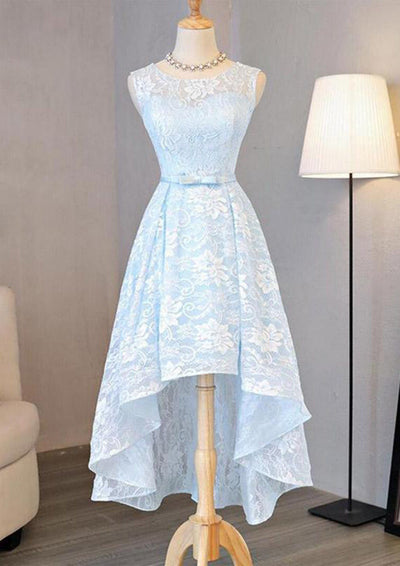 A-line/Princess Bateau Sleeveless Asymmetrical Lace Prom