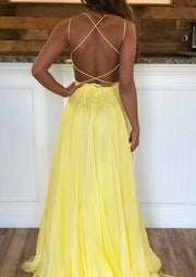 A-line Bateau Sleeveless Sweep Train Crisscross Back Chiffon