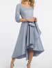 A-Linie Hi Low U-Ausschnitt 3/4 Ärmel Satin Mutter der Braut/Hochzeitsgast Kleid