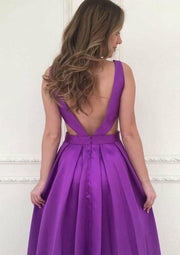 A-line/Princess V Neck Sleeveless Long/Floor-Length Satin