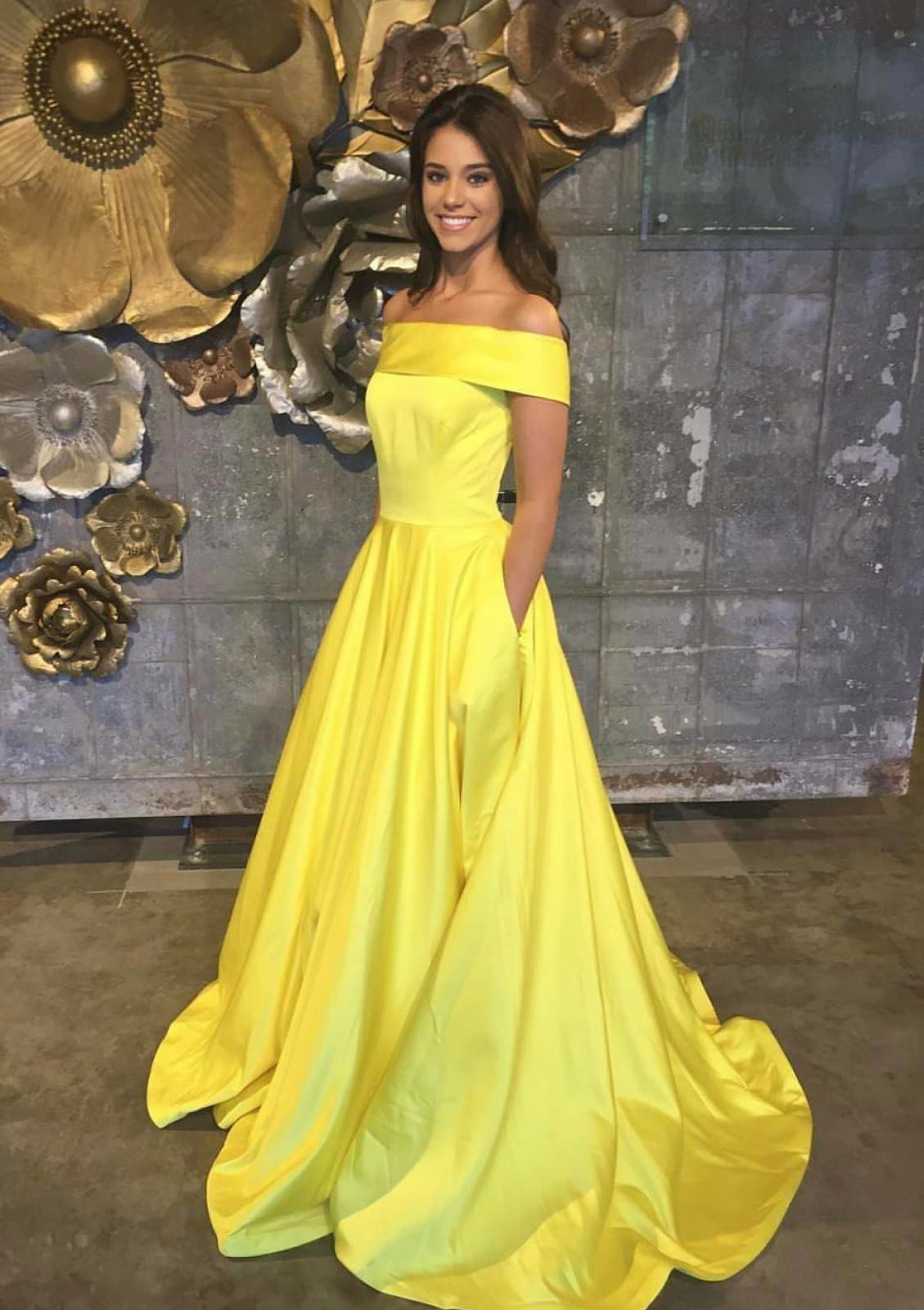 yellow satin formal dress Yellow Satin Sheath rhinestone prom dress with Crystals - Perfect for Evening Formal Parties, Second Reception, Birthday, and Engagement