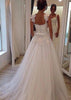Vestido de Noiva Vestido de Noiva evasê Sweetheart Aberto nas Costas Marfim Tule