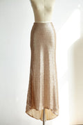 Matte Champagne Gold Long Sequin Fitted Skirt /Wedding Bridesmaid Skirt