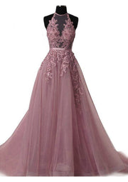Tulle Prom Dress A-Line/Princess Scoop Neck Court Train