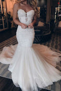 Платье-русалка цвета слоновой кости из тюля с вырезом в форме сердца для свадебной вечеринки