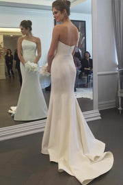 Mermaid Ivory Satin Special Neck Wedding Dress