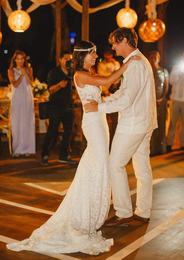 Mermaid V-Neck Sleeveless Fishtail Lace Court Bridal Wedding Dress - Princessly Mermaid V-Neck Sleeveless Fishtail Lace Court Bridal Wedding Dress - Princessly