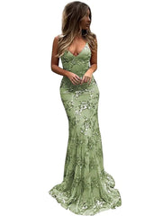 Mermaid V Neck Sleeveless Sweep Tulle Evening Dress Beading 