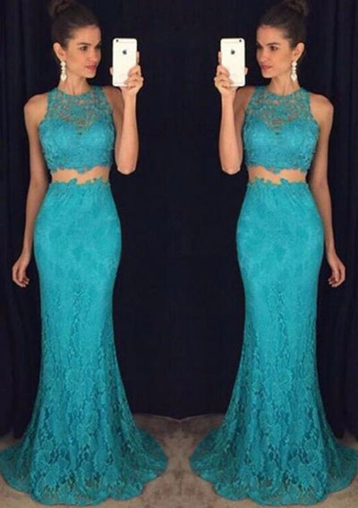 Trumpet/Mermaid Sleeveless Bateau Sweep Train Lace Prom