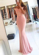 Mermaid Sweetheart Jersey Off Shoulder Bridesmaid Prom Party Dress, Lace