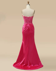 Mermaid / Trumpet Prom Dresses Empire Dress Formal Sweep / Brush Train Sleeveless Sweetheart Charmeuse with Appliques 2024