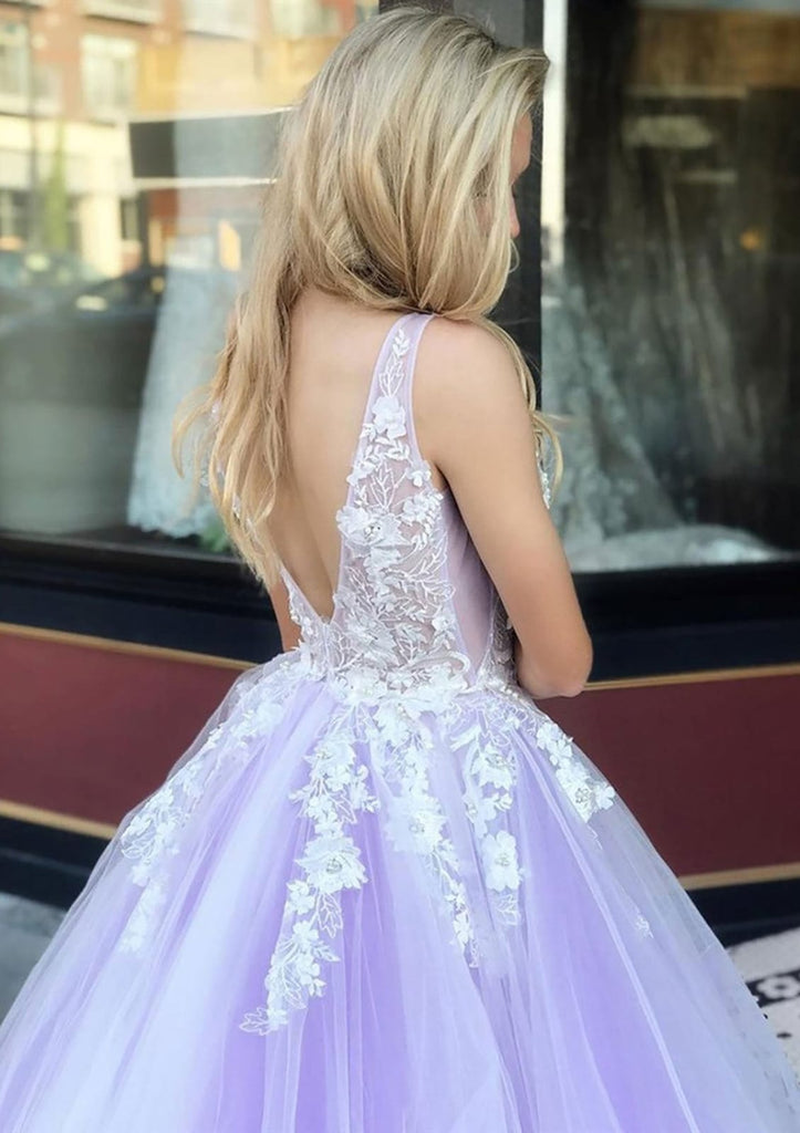 Princess Off Shoulder Sweetheart Lace-up Back Lavender Tulle Prom Dres|  Misdress