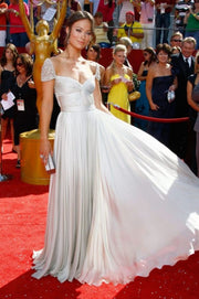 Olivia Wilde Silver Chiffon Celebrity Formal Evening Dress 