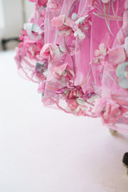 Hot Pink 3D Flower Spaghetti Straps Wedding Flower Girl 