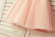 Princess Ivory Lace Blush Pink Tulle Flower Girl Dress