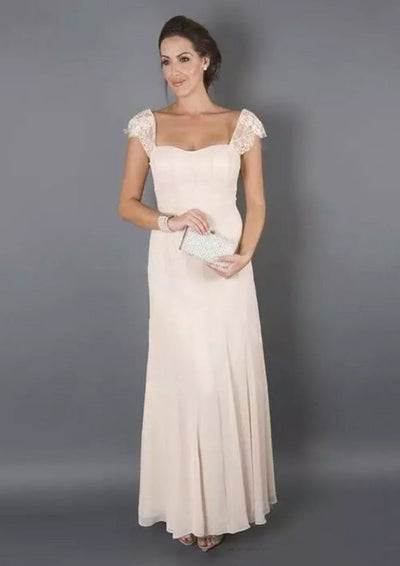 Princess Square Neck Long Chiffon Mother of Bride Dress with