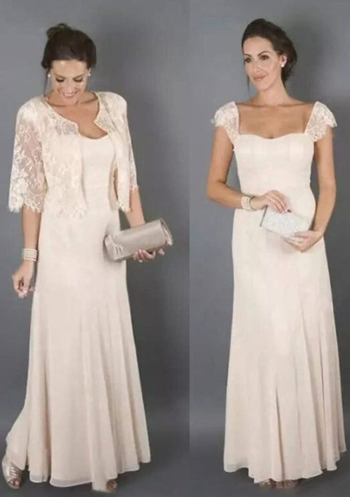 Princess Square Neck Long Chiffon Mother of Bride Dress with Jacket Princess Square Neck Long Chiffon Mother of Bride Dress with Jacket