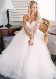 Princess Strap Sweetheart Sleeveless Sweep Tulle Wedding 