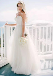 Princess Strap Sweetheart Sleeveless Sweep Tulle Wedding 