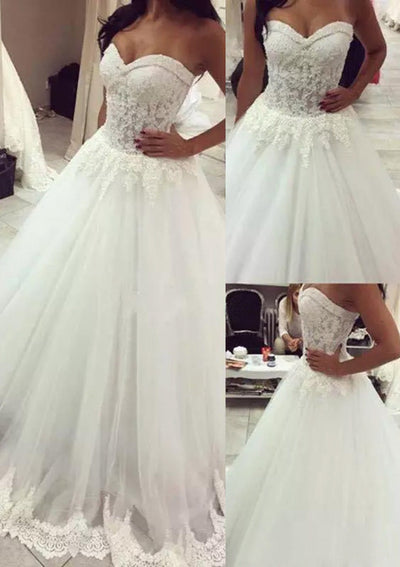 Princess Strapless Sweetheart Tulle Bridal Gown Wedding 