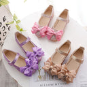 Sapatos de menina de flor com lantejoulas roxas/rosa/douradas para bebês e princesas