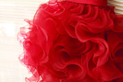 Red Satin Ruffle Organza TUTU Princess Flower Girl Dress
