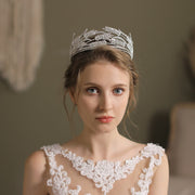 Retro Beadings Wedding Baroque Dome Diamond Bride Crown 