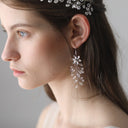 Pendientes de novia con diamantes de imitación para mujer, pendientes elegantes para boda, fiesta, graduación, accesorios, joyería