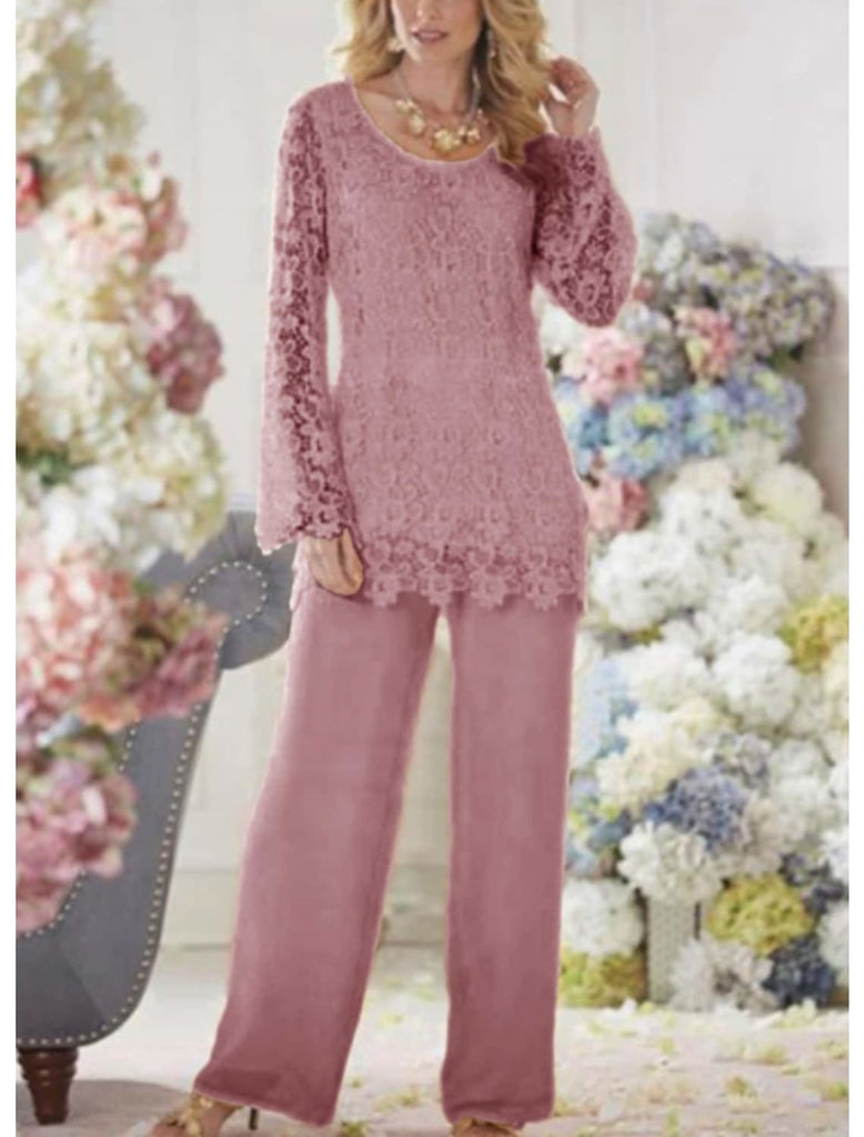 3-pcs Embroidery Lace Chiffon, Pants Suit With Jacket Dress ( Set 2)