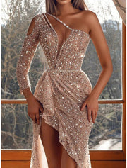 Sexy Formal Evening Dress Sparkle Birthday Dress High Split