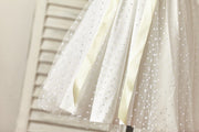 Sheer Neck Polka Dot Tulle Flower Girl Dress with Champagne 