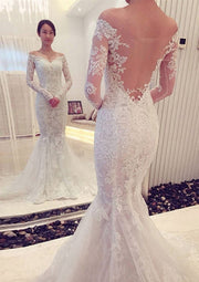 Off Shoulder Lace Mermaid Bridal Gown Wedding Dress 
