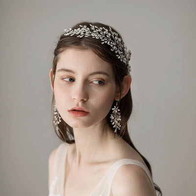 Silver Crystal Wedding Hair Headband Elegant Women Bridal 
