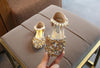 Silver / Gold / Pink Beaded Flower Girl Shoes Baby Dancing Kids Sandals Wedding Shoes - US 5.5 = Insole Length 13.5cm = Size (CN) 21 / Gold