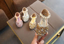 Scarpe da ragazza di fiori con perline argento / oro / rosa Scarpe da sposa per bambini con sandali per bambini