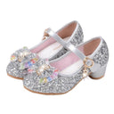 Sapatos de casamento de princesa de flor em prata/ouro/rosa com lantejoulas e glitter Sapatos de festa para bebês e crianças