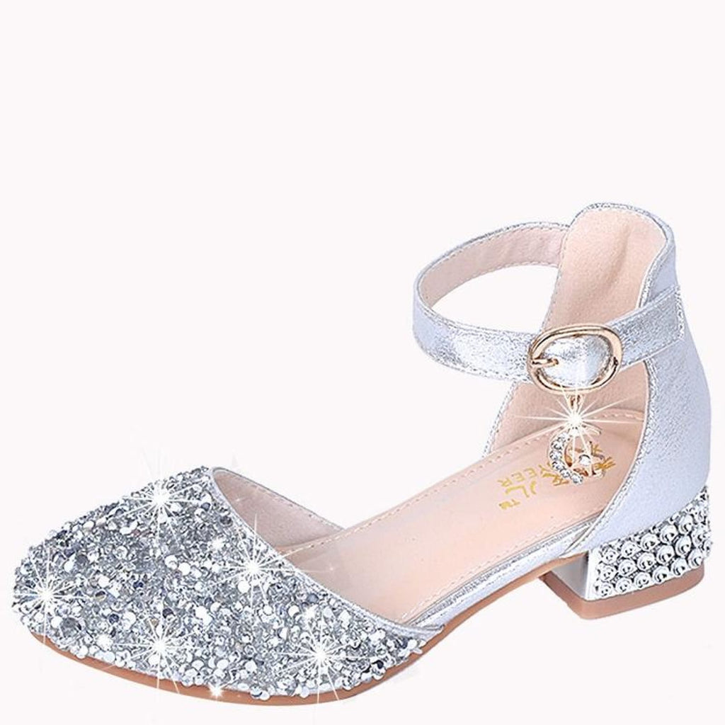9-10 Years Girls Sandals Glitter Dress Shoes Princess Crystal High Heels  Party Wedding Baby Girl Children's Rhinestone Decoration Princess Shoes  Casual Buckle Sandals Silver - Walmart.com