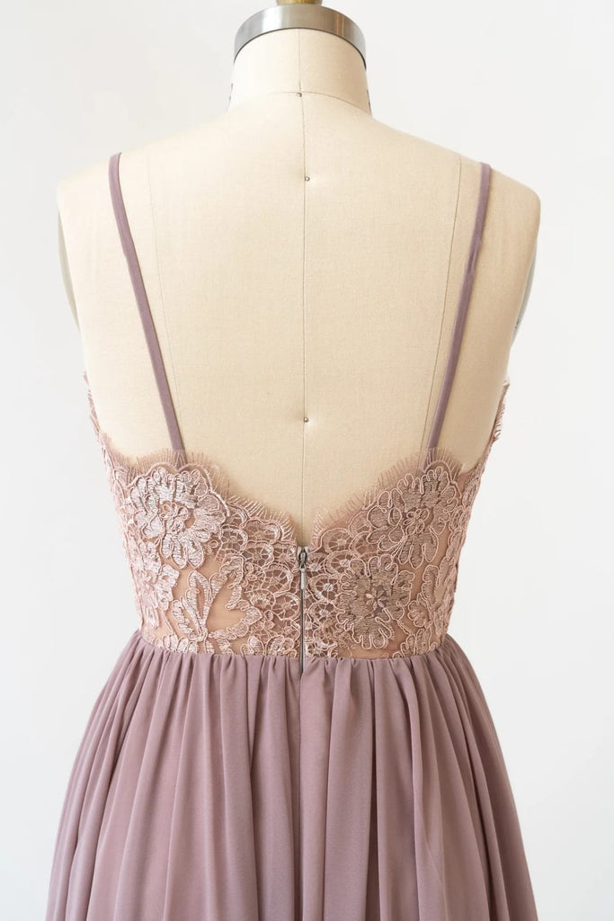 Strap Sweetheart Embroidery Lace Dusk Chiffon Pleated