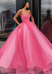 Strapless Sweetheart Ball Gown Floor-Length Organza Party 