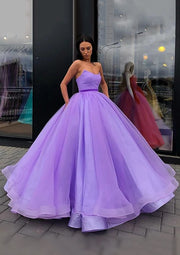 Strapless Sweetheart Ball Gown Floor-Length Organza Party 