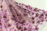 3D Purple Lace Flower Tulle Wedding Flower Girl Dress Kids 