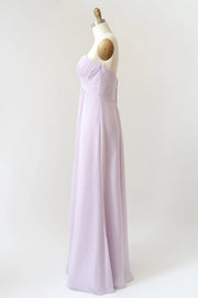Sweetheart Strapless Pleated Chiffon A-line Long Lilac