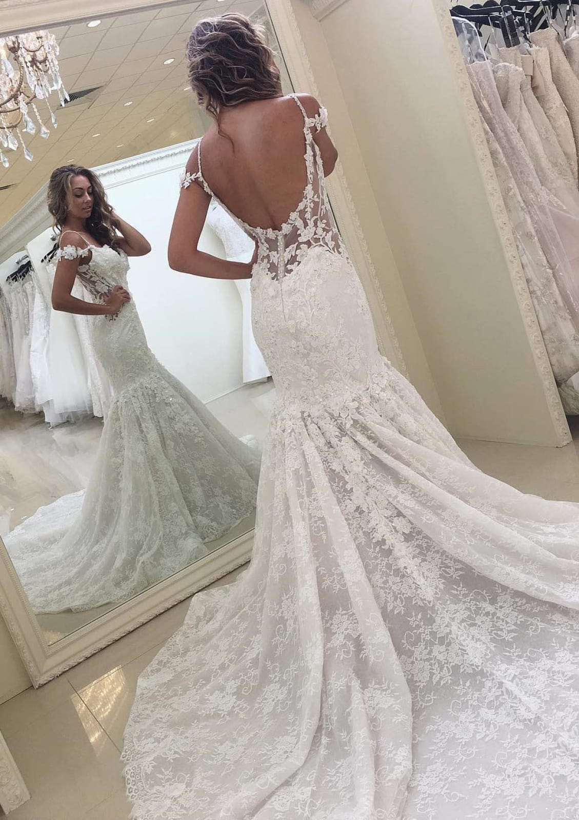 Trumpet Dropped Waist Sweetheart Open Back Lace Wedding Dress Trumpet Dropped Waist Sweetheart Open Back Lace Wedding Dress