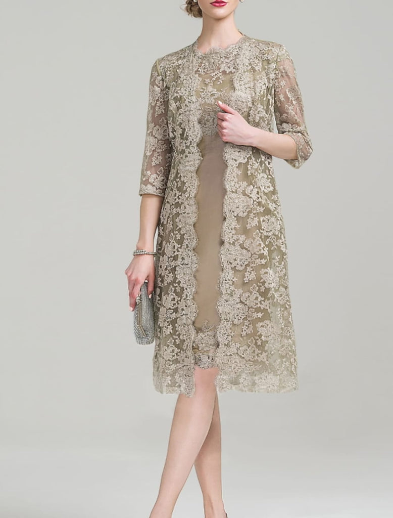 jewel neck lace dress June Bridals Sheath Long Jewel-Neck Cap-Sleeve Open Back Lace Dress With Open Back