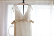 Vintage Inspired Lace Tulle Wedding Dress Deep V Back with 