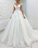 Princesa de Marfil Ivory Tulle Ilusión Scoop Longitud de la corte vestido de novia, encaje